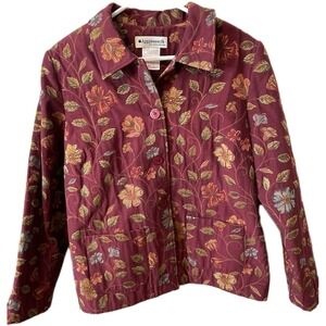 Vintage Appleseeds Floral Tapestry Jacket Size 16, Boho Style Sm Shoulder Pads.